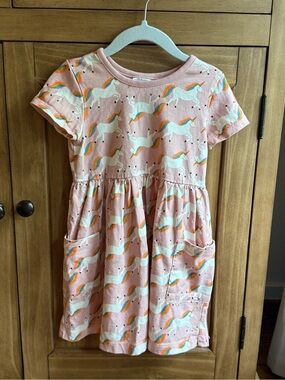 Hanna Andersson Pink Unicorn Pocket Dress